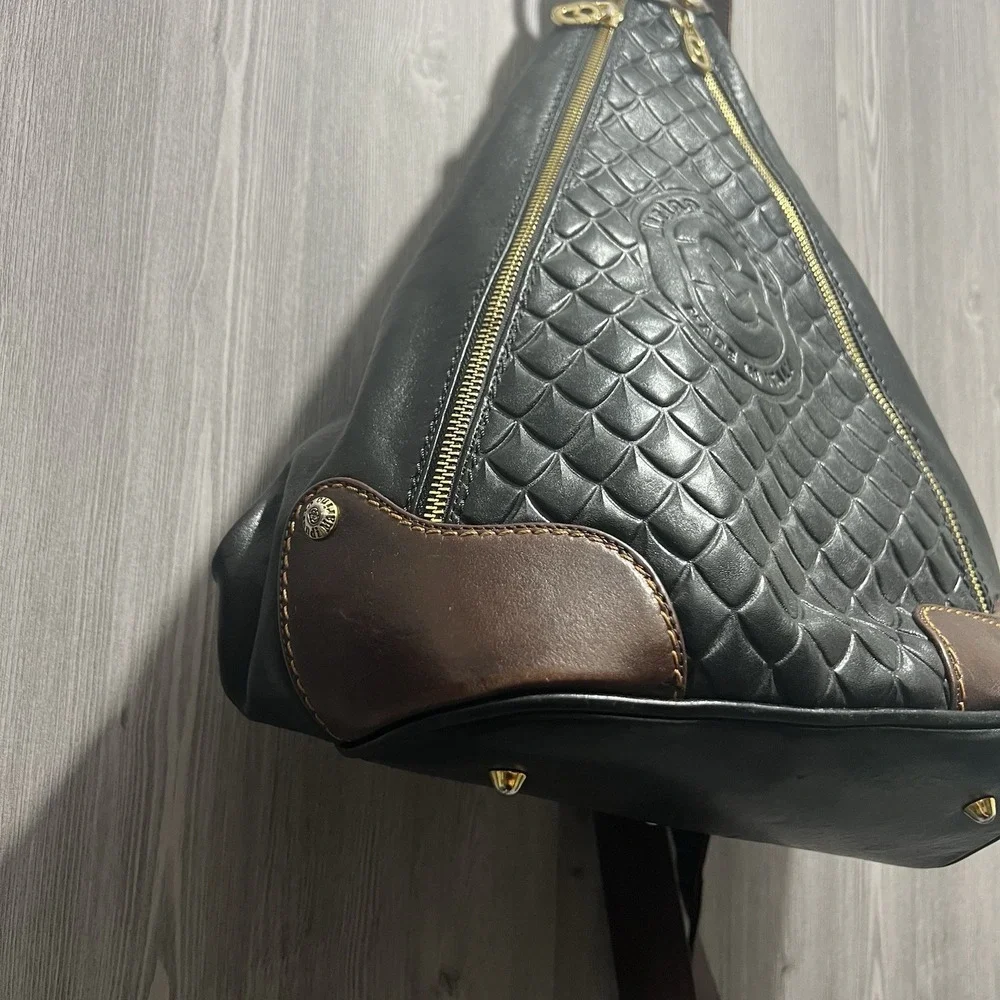 Marino‎ Orlandi Italian Leather Large Backpack Sling Black